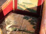 a chair that has a picture on the back of it