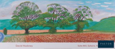 an image of a painting of three trees in a field