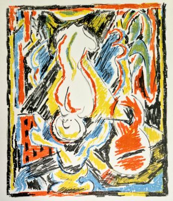 un dessin représentant un tableau d'une personne avec une guitare