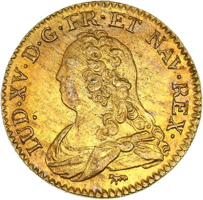 une pièce d'or représentant une femme de profil