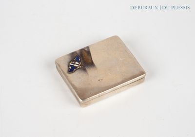 sterling silver ring with blue sapphire stone set in a square box