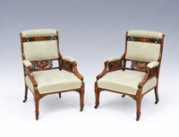 Paire de fauteuils en palissandre et marqueterie à décor flo…