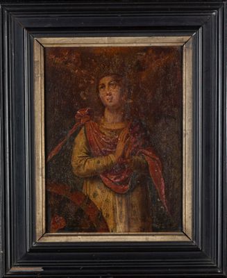 un tableau représentant une femme tenant un oiseau dans ses bras