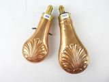pair of antique brass salt and pepper shakers