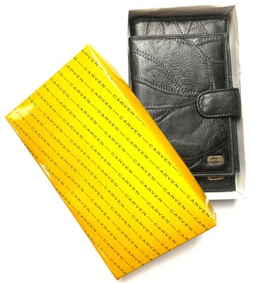 portefeuille en cuir jaune et noir avec un porte-cartes jaune