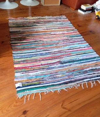 Lot de 5 tapis chindi, 120x180, 100% coton, modèle franges b…