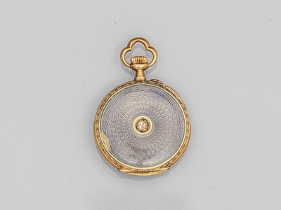 an 18k gold and diamond set pocket watch