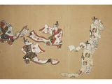 chinese painting of a group of people playing a game of tennis