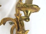 pair of antique brass wall sconces with flowers and leaves