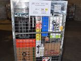 a metal cart with a bunch of boxes in it