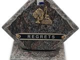 une plaque en pierre sur laquelle figure l'image d'un homme et d'un chien