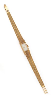 an image of a gold watch with a white face and a gold bracelet