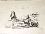 dessin représentant un homme et une femme assis sur une plage