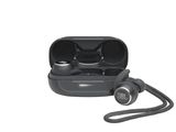 a pair of black earphones sitting on top of a black case