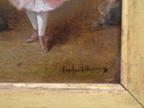 a painting of a young girl in a pink dress