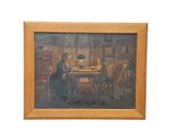 painting of a man and woman playing cards at a table