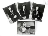quatre photos en noir et blanc d'un homme en costume-cravate