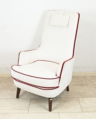 an image of a white chair with a red stripe on it