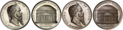four different types of coins are shown on a white background