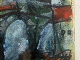 a picture of a painting of a man sitting on a bench