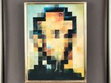 an image of a painting of a man standing in front of a building