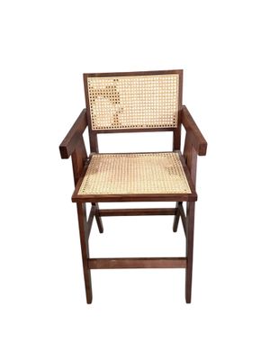 SKLUM LALI Chaise haute avec accoudoirs en bois et cannage