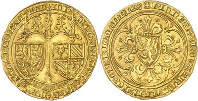 a gold coin with a crown on the front and a crown on the back