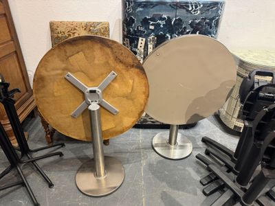 a table that has a drum on top of it