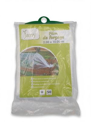 a white plastic bag with a green handle on top of it