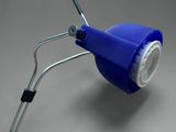 a blue light that is on top of a table