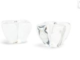 pair of clear glass vases on a white background