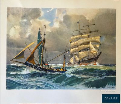 une image représentant un tableau d'un voilier en mer