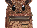 a close up of a backpack with a face on it