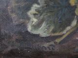 a painting of a cat that is sitting on a table