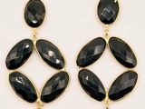 black onyx drop earrings with gold accents