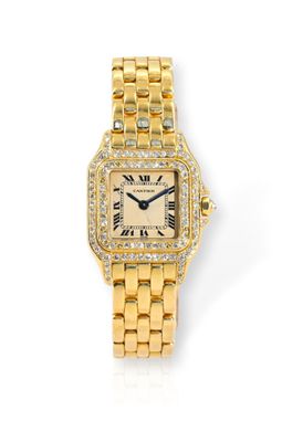 une montre-bracelet pour femme en or jaune 18 carats sertie de diamants