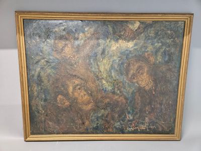 a painting of a painting of a man and a woman in a landscape
