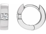 boucles d'oreilles créoles « huggie » en or blanc serties de diamants