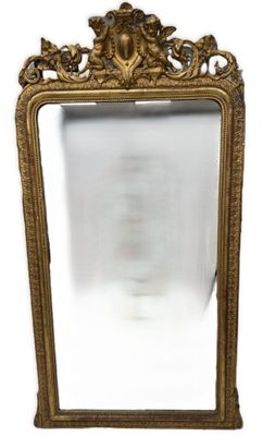 Miroir de cheminée cintré en partie haute, dans un encadreme…