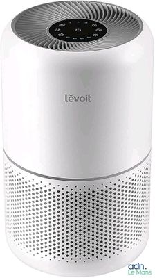 a close up of a white air purifier on a white background