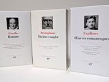 Trois livres sont posés sur une surface blanche ; l'un représente un homme et l'autre une femme.