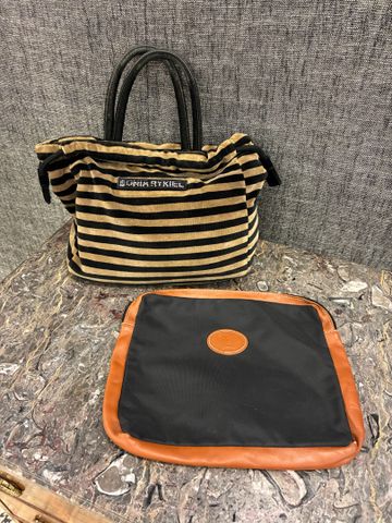 SONIA RYKIEL – Pet sac à main en tissu rayé et LONGCHAMP – Petite...