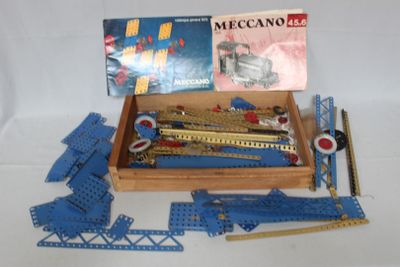 a wooden box with a toy train set in it