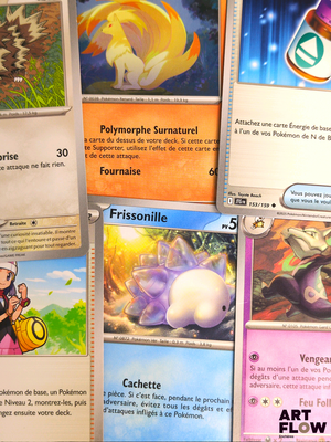 a lot of pokemon cards that are on the table