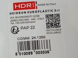 a label on the back of a white plate