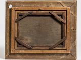 an old picture frame with a wooden frame on a white background