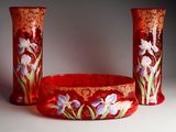 two vases that are sitting next to each other on a table