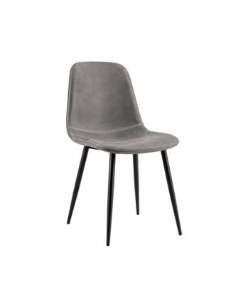 une chaise grise aux pieds noirs sur fond blanc
