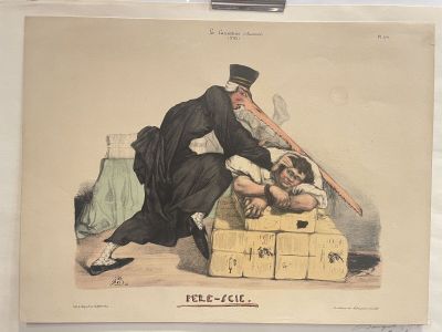 a drawing of a woman carrying a child on a cart