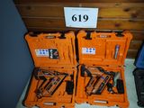 two orange tool cases with tools in them on the floor